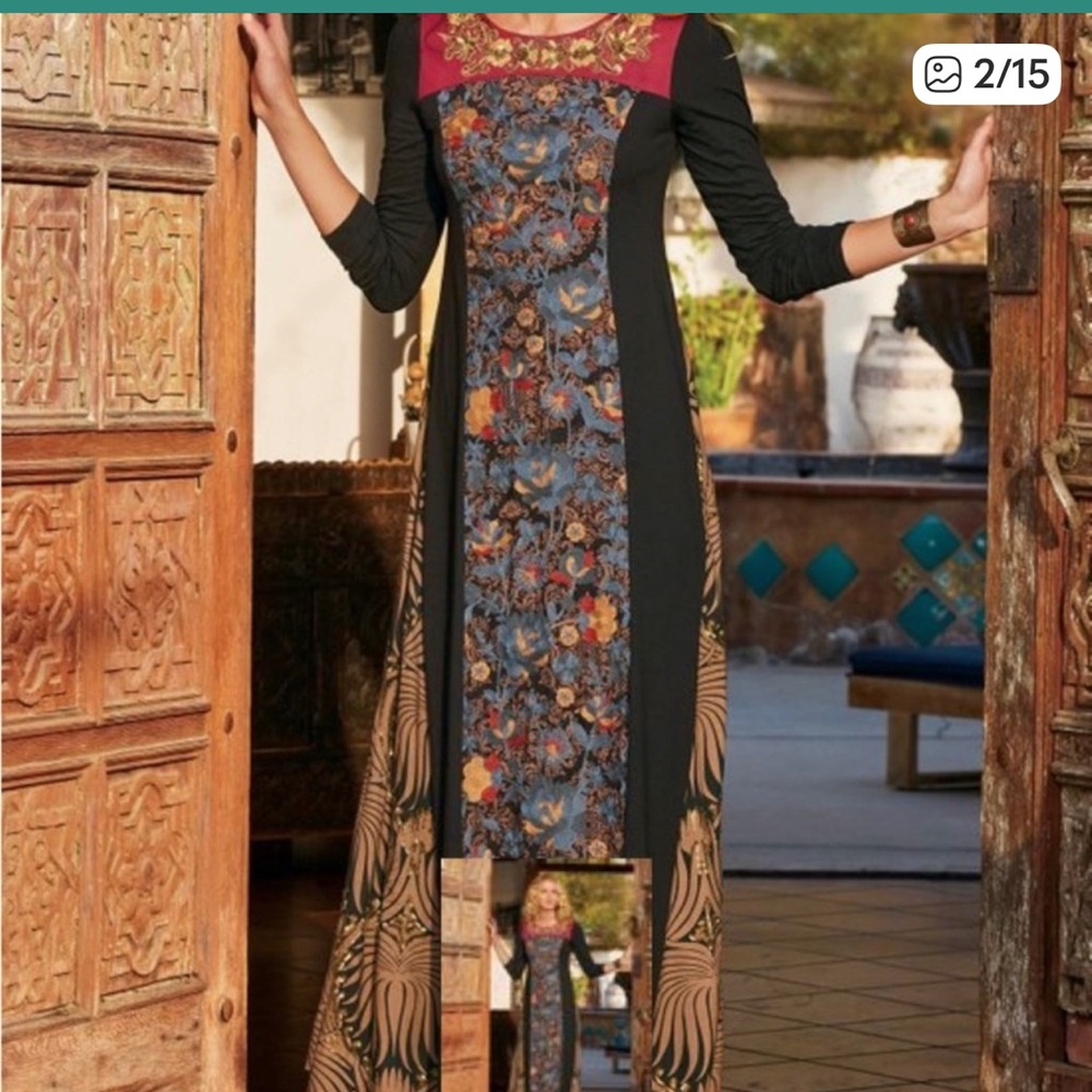 Soft Surroundings Icon Sultana Sequin Embellished Maxi Dress Size Large - Picture 3 of 12